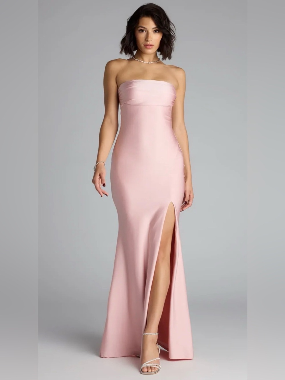 Cheryl Strapless Slit Mermaid Formal Dress